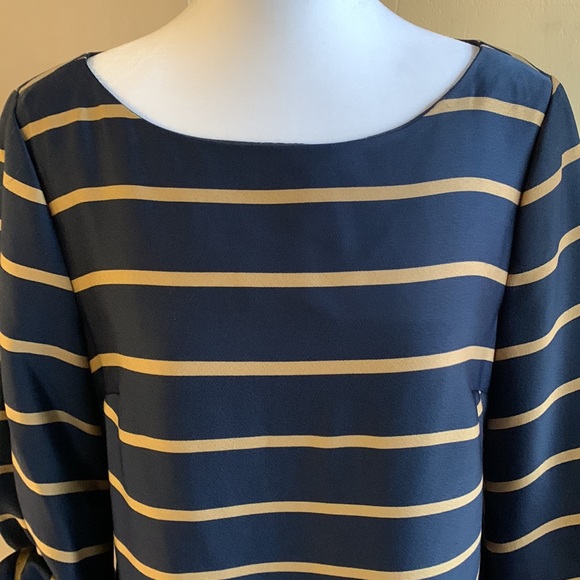 Banana Republic size 2 Navy & Gold Striped Shift Dress - Picture 2 of 6